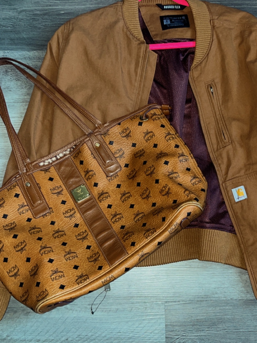 MCM Visetos Monogram Tote in Cognac Tan